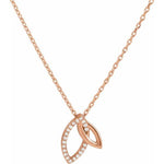 Diamond Double Leaf Necklace .05 ctw 18" - Henry D Jewelry