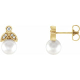 Freshwater Pearl & Diamond Earrings .07 ctw