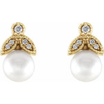 Freshwater Pearl & Diamond Earrings .07 ctw