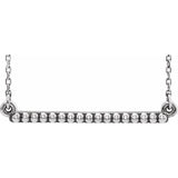 Beaded Bar Necklace - Sterling Silver