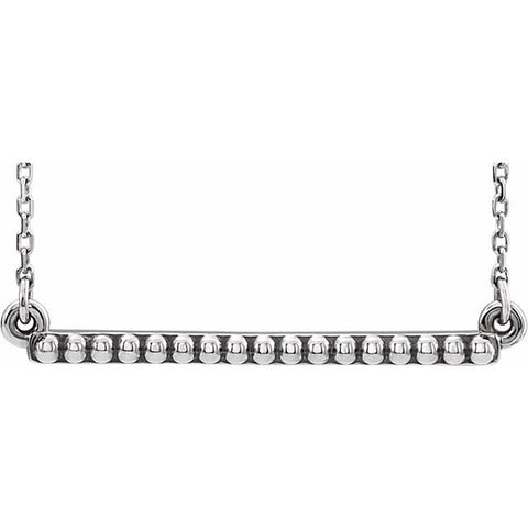 Beaded Bar Necklace - Sterling Silver