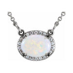 Opal & Diamond Halo .07 ctw Necklace 16.5" - Henry D Jewelry