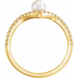 Freshwater Pearl & Diamond Ring 1/5 ctw