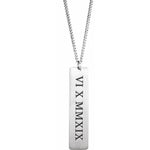 Roman Numeral Date Dog Tag Necklace