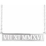 Pierced Roman Numeral Date Bar Necklace