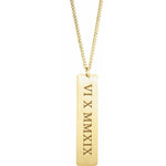 Roman Numeral Date Dog Tag Necklace