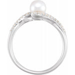 Freshwater Pearl & Diamond Ring 1/10 ctw - 14K White Gold