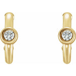 White Sapphire Hoop Earrings - 14K Yellow Gold