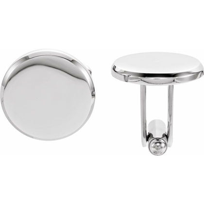 Engravable Round Cuff Links - Stainless Steel