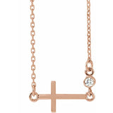 Diamond Sideways Cross Necklace .03 ctw