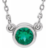 Emerald Solitaire Necklace 16" - Henry D Jewelry