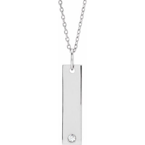Diamond Engravable Bar Necklace .03 ctw