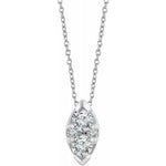 14K White Gold Diamond Cluster Necklace 1/8 ctw 16-18" - Henry D Jewelry