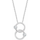 14K White Gold Interlocking Circle Diamond Necklace 1/10 ctw 18" - Henry D Jewelry
