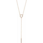 Diamond Circle & Bar Lariat Necklace 1/6 ctw 16-18" - Henry D Jewelry