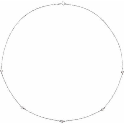 Sterling Silver Diamond Station 1/4 ctw Necklace 18" - Henry D Jewelry