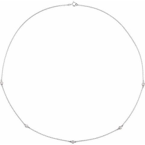 Sterling Silver Diamond Station 1/4 ctw Necklace 18" - Henry D Jewelry