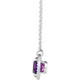 Amethyst & Diamond Halo .05 ctw Necklace 16" - Henry D Jewelry