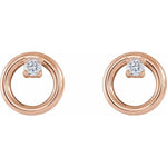 Diamond Circle Earrings .06 ctw - 14K Rose Gold