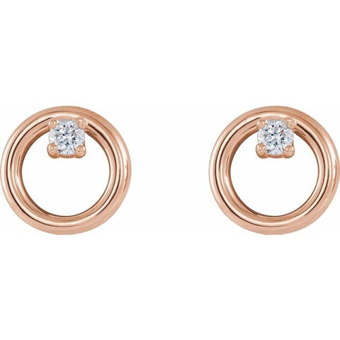 Diamond Circle Earrings .06 ctw - 14K Rose Gold