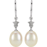 Freshwater Pearl Earrings - 14K White Gold