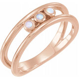 Opal Three-Stone Bezel-Set Ring