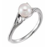 Freshwater Pearl & Diamond Ring .03 ctw - 14K White Gold