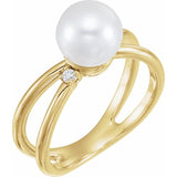 Freshwater Pearl & Diamond Ring .04 ctw