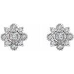 Diamond Vintage-Inspired Halo Earrings 1/5 ctw - 14K White Gold