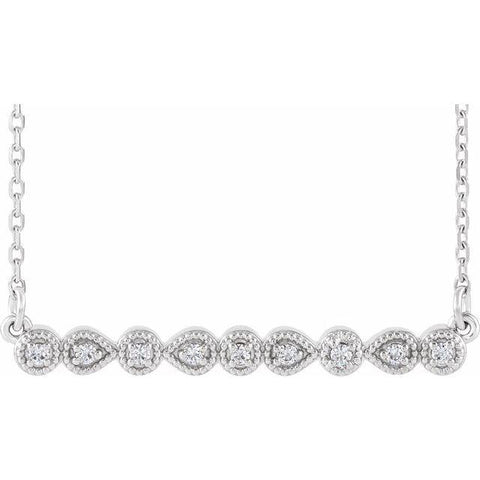 Diamond Milgrain Bar Necklace .07 ctw 16-18" - Henry D Jewelry