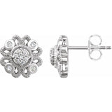 Diamond Cluster Earrings 1/8 ctw - Sterling Silver