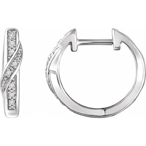 Diamond Hoop Earrings .05 ctw - 14K White Gold