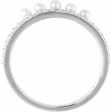 Freshwater Pearl & Diamond Ring 1/5 ctw - 14K White Gold