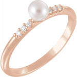 Freshwater Pearl & Diamond Ring .05 ctw