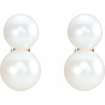 Freshwater Pearl Ear Climber Earrings - 14K White Gold