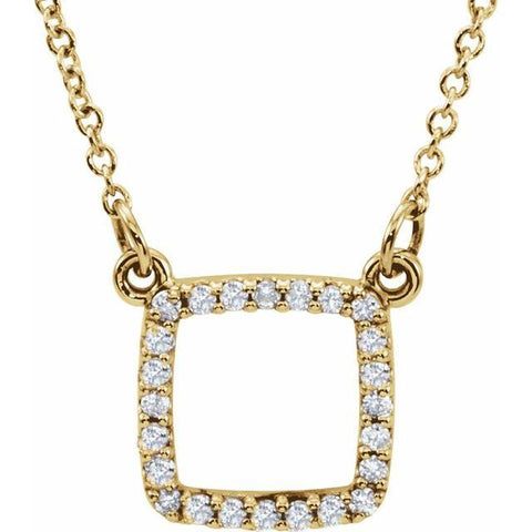 Diamond Square Necklace 1/8 ctw 16" - Henry D Jewelry