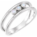 Opal Three-Stone Bezel-Set Ring
