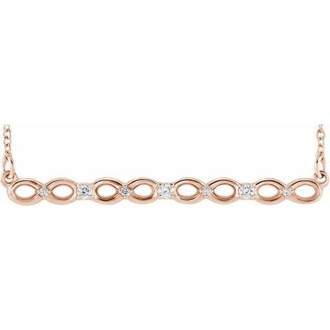 Diamond Infinity Bar Necklace .08 ctw 16-18" - Henry D Jewelry