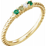 Family Birthstone Rope Ring