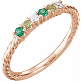 Family Birthstone Rope Ring