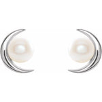 Freshwater Pearl Crescent Earring - Henry D Jewelry