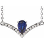 Sapphire & Diamond .06 ctw Necklace 18" - Henry D Jewelry