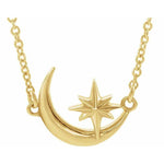 Crescent Moon & Star Necklace 16-18" - Henry D Jewelry