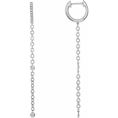 Hoop Diamond Chain Earrings 1/4 ctw