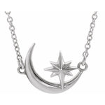Crescent Moon & Star Necklace 16-18" - Henry D Jewelry