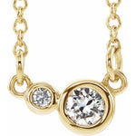 Diamond 2 Stone Necklace 1/8 ctw 18" - Henry D Jewelry