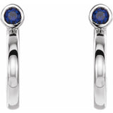 Blue Sapphire Hoop Earrings - 14K White Gold