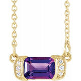 Amethyst & Diamond Bar .02 ctw Necklace 16" - Henry D Jewelry