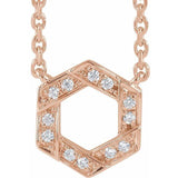 Diamond Hexagon Necklace .06 ctw 16-18" - Henry D Jewelry