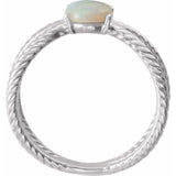 Opal Criss-Cross Rope Ring - 14K White Gold